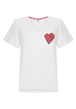 Bawełniany T-shirt Serce- Biały
