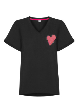 Bawełniany T-shirt Serce- Czarny