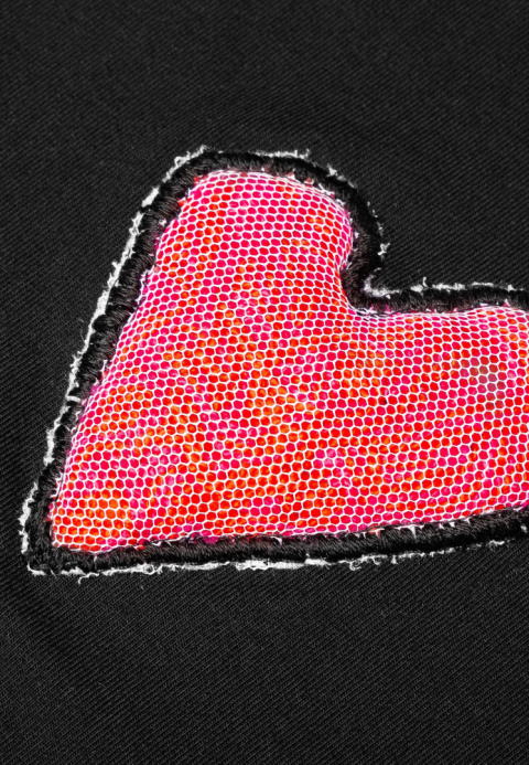 Bawełniany T-shirt Serce- Czarny