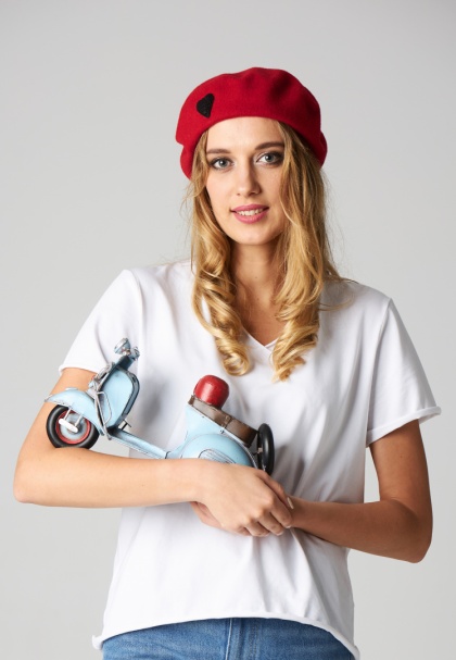 Beret serce - Czerwony