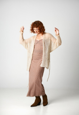 Alpaca kimono with belt - Beige