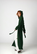 Cuddly long cardigan Przystań with a hood - Forest