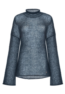 Alpaca sweater half turtleneck - Navy Blue