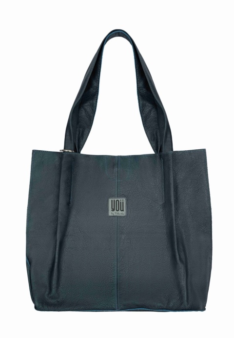 Skórzana torba Shopper - Granatowa