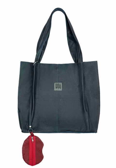 Skórzana torba Shopper - Granatowa