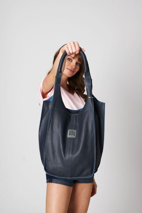 Skórzana torba Malezja - Granatowa