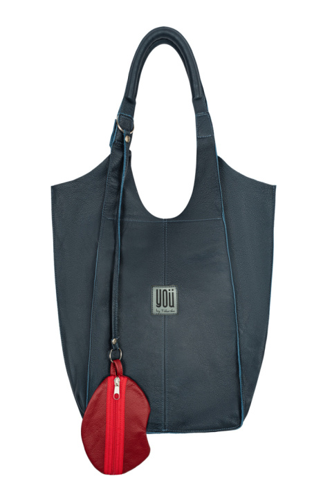 Skórzana torba Malezja - Granatowa