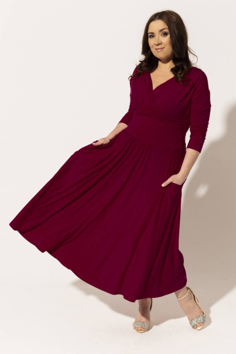 YOU by Ołtarzewska - Reversible envelope midi dress Kate - Burgundy