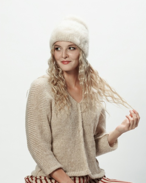 Alpaka czapka Sylwia - beżowy