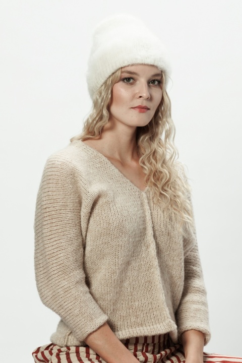 Alpaka czapka Sylwia - biały