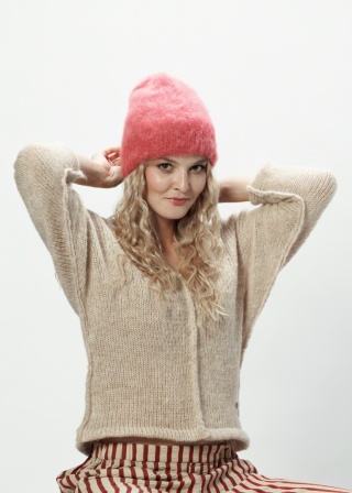 Alpaka czapka Sylwia - brudny róż