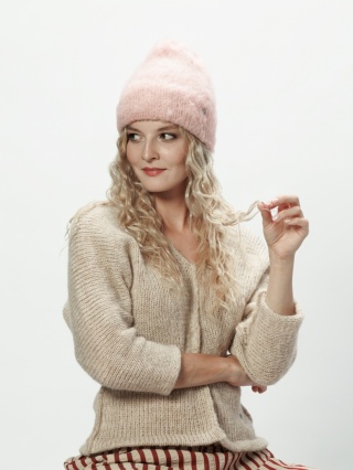 Alpaka czapka Sylwia - jasny róż