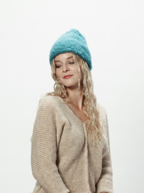 Alpaka czapka Sylwia - morski