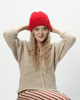 Alpaka czapka Urszula - czerwony