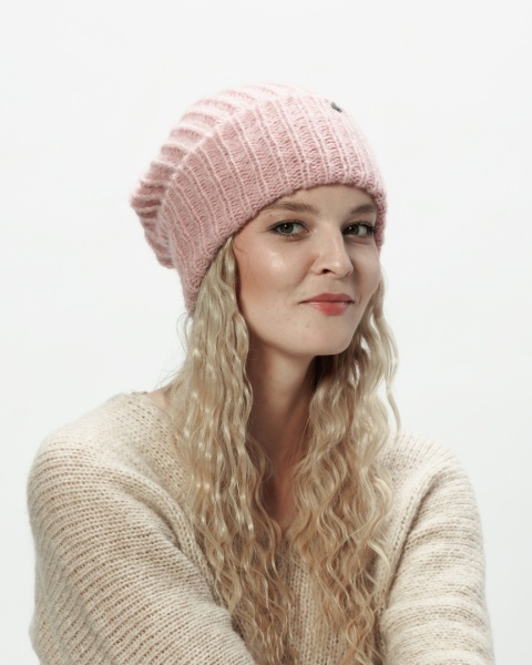 Alpaka czapka Urszula - jasny róż