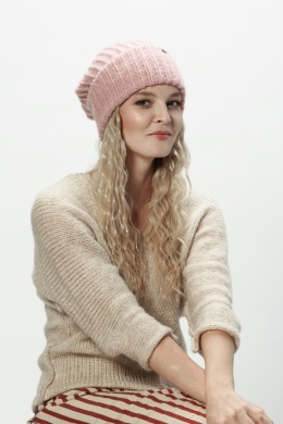 Alpaka czapka Urszula - jasny róż