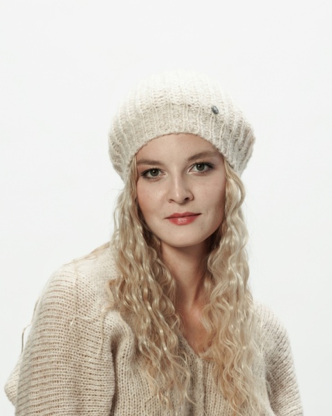 Alpaka czapka ze ściągaczem - beżowy