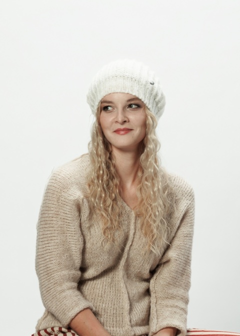 Alpaka czapka ze ściągaczem - biały