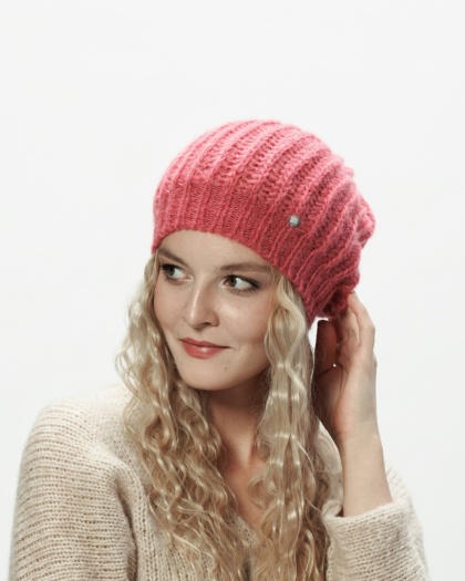 Alpaka czapka ze ściągaczem - brudny róż