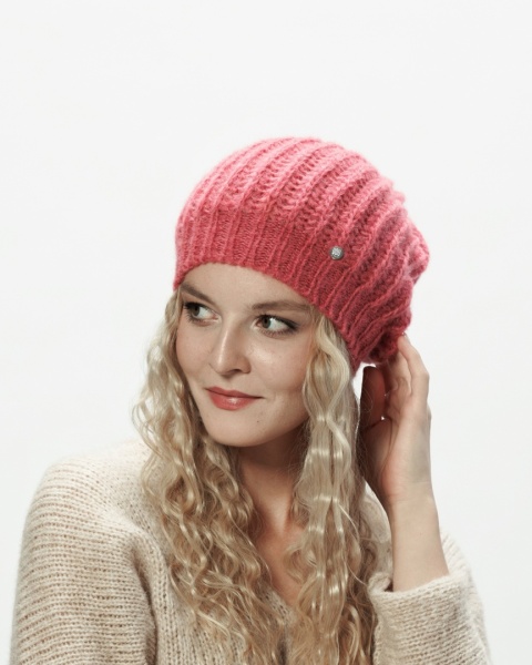 Alpaka czapka ze ściągaczem - brudny róż