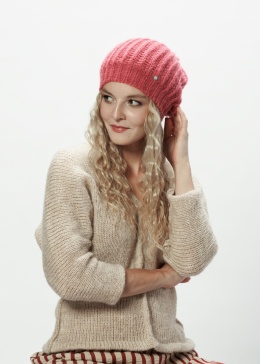 Alpaka czapka ze ściągaczem - brudny róż