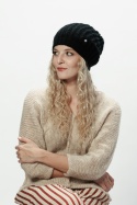 Alpaka czapka ze ściągaczem - czarny