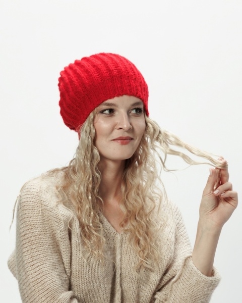 Alpaka czapka ze ściągaczem - czerwony