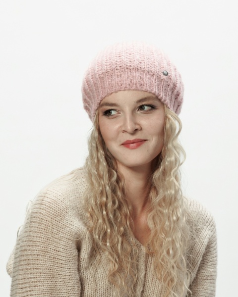 Alpaka czapka ze ściągaczem - jasny róż