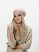 Alpaka czapka ze ściągaczem - jasny róż
