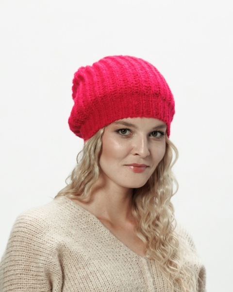 Alpaka czapka ze ściągaczem - piwonia