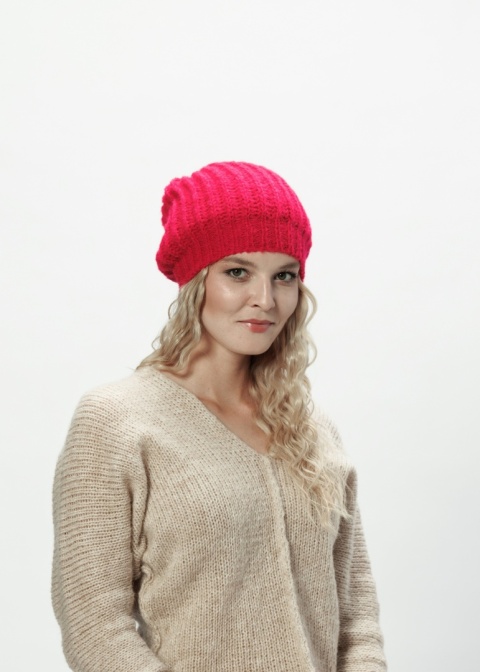 Alpaka czapka ze ściągaczem - piwonia