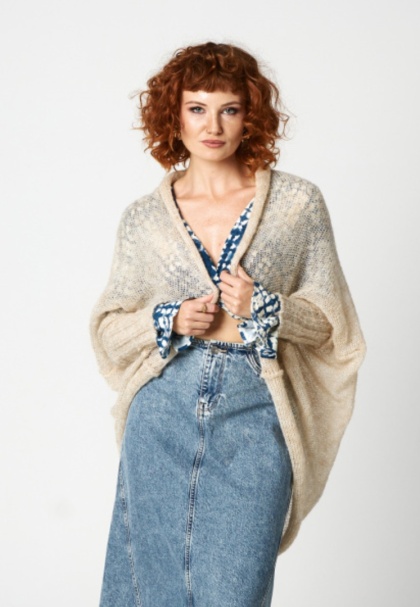 Alpaka kardigan Kamila - Beżowy