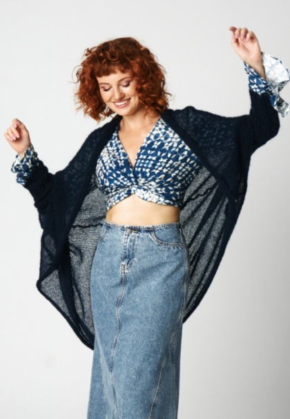 Alpaka kardigan Kamila - Granatowy