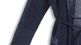 Kardigan wełniany z paskiem Lovina - Granatowy