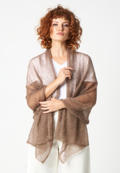 Alpaka lekki szal-etola - Brązowy