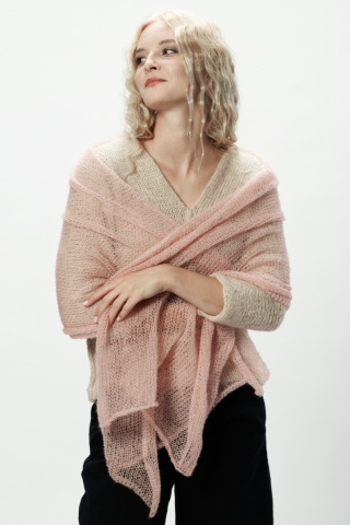 Alpaka lekki szal - etola - jasny róż