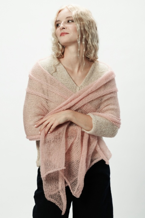 Alpaka lekki szal - etola - jasny róż