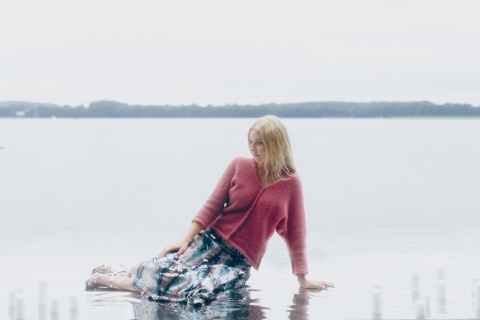 Alpaka lekki szal - etola - jasny róż