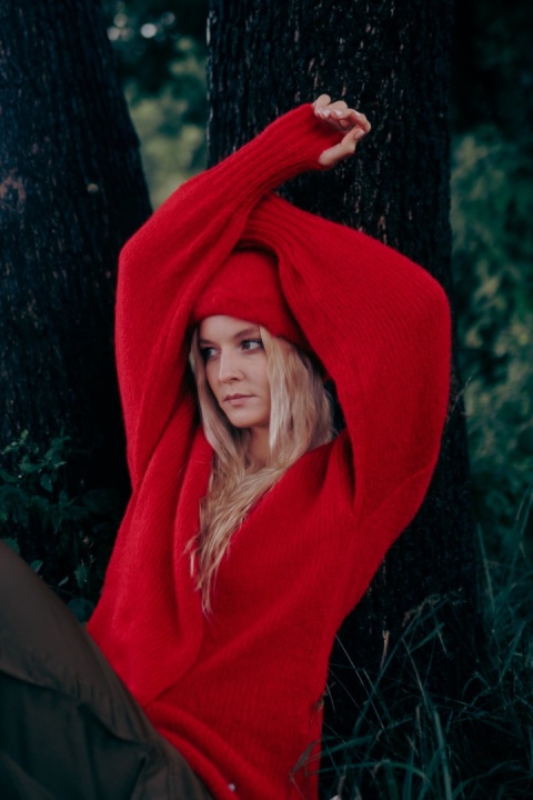 Alpaka sweter Aurora - czerwony