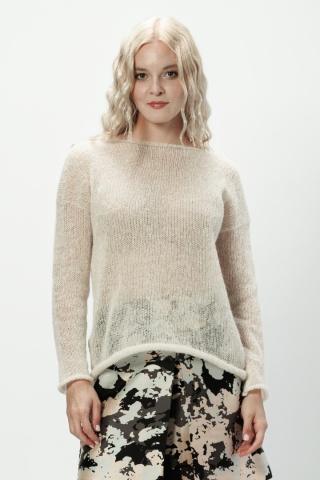 Sweter wełniany z błyszczącą nitką Flora - Biały