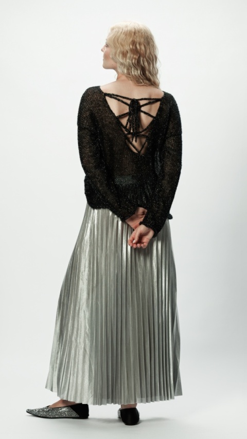 Alpaka sweter Flora - czerń/srebro