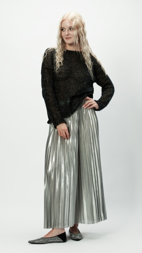 Alpaka sweter Flora - czerń/srebro