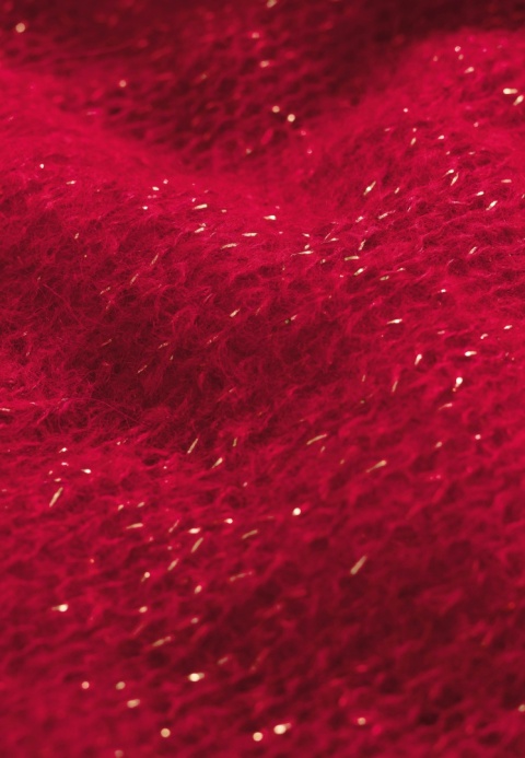 Alpaka sweter Flora - czerwień/złoto