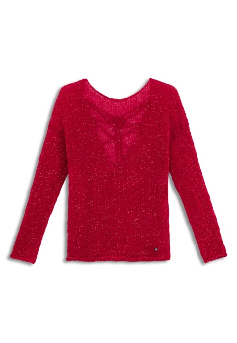 Alpaka sweter Flora - czerwień/złoto