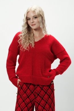 Alpaka sweter Mia - czerwony