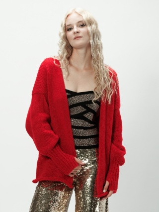 Alpaka sweter Mirabella - czerwony