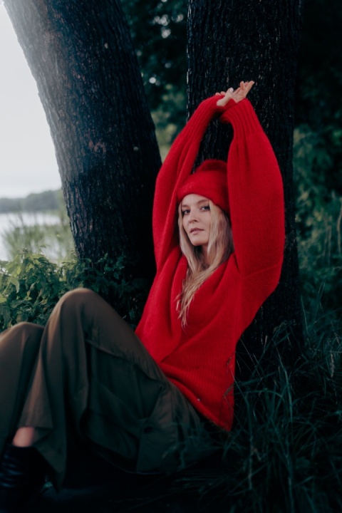 Alpaka sweter Mirabella - czerwony