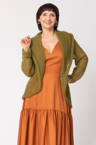 Lekki sweter wełniany damski Reneta - Oliwkowy
