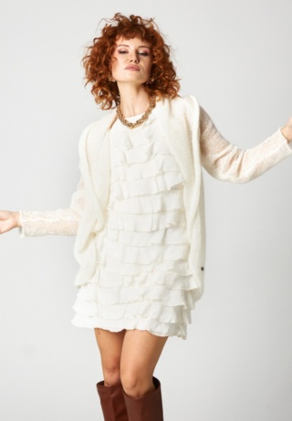 Lekki sweter wełniany damski Reneta - Biały