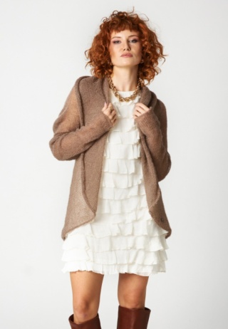 Lekki sweter wełniany damski Reneta - Brązowy